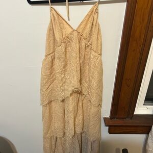 BCBGMaxAzria Beige Lace Maxi Dress